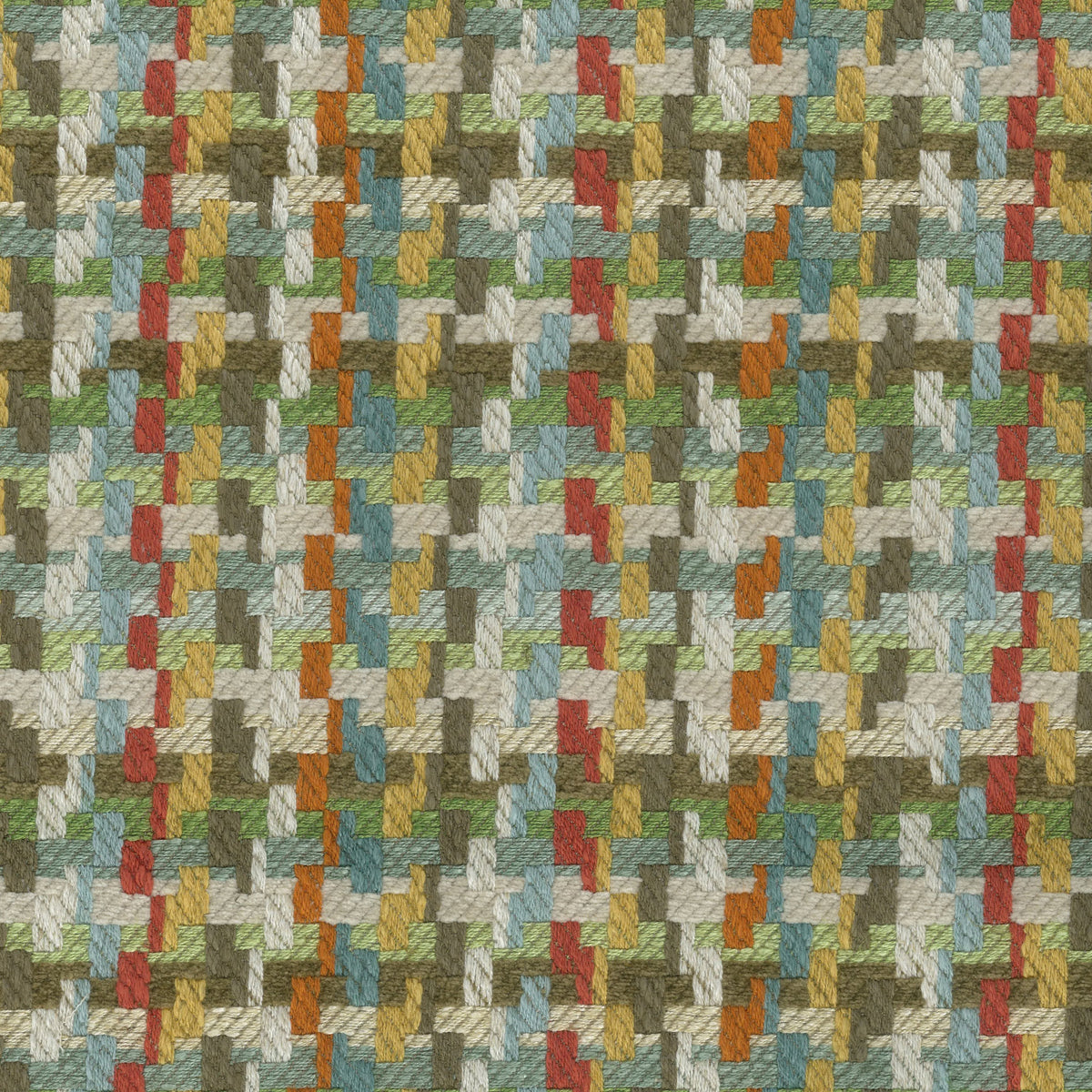Hadlow Turquoise/Tangerine/Taupe — Nina Campbell stof