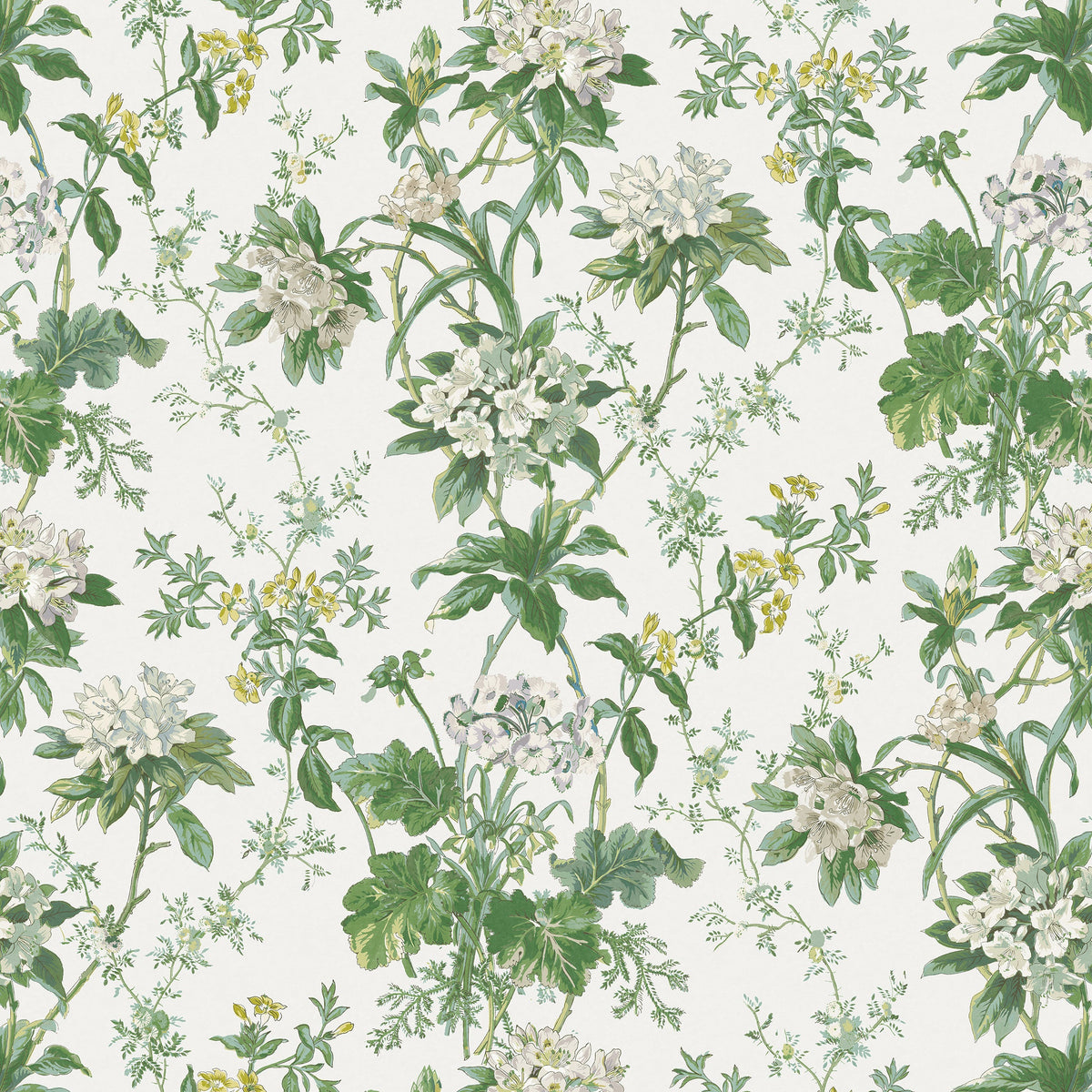 Somerhill Green/White/Chartreuse — Nina Campbell stof