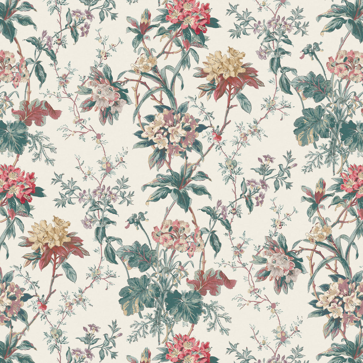 Somerhill Teal/Red/Amethyst — Nina Campbell stof