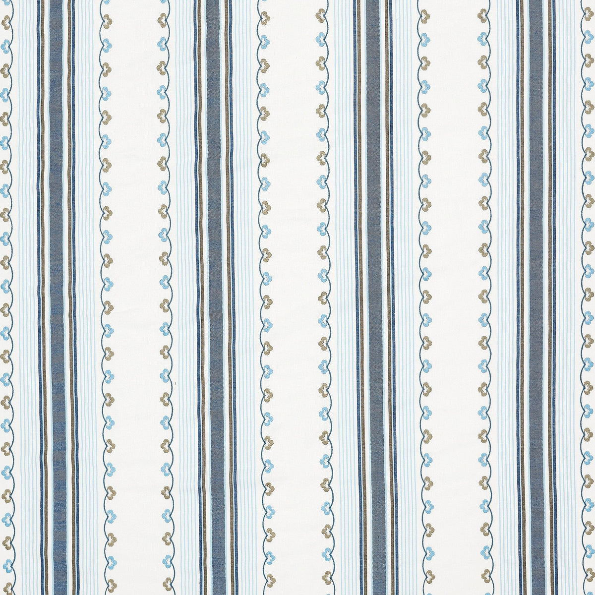 Mabel Stripe Blue/Chocolate — Nina Campbell tyg