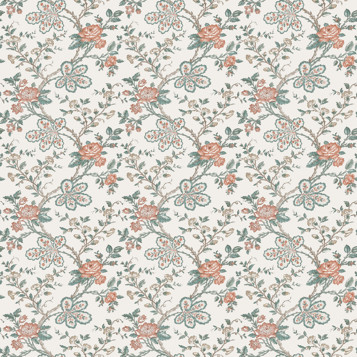 Genevieve Teal/Coral/Ivory — Nina Campbell -kangas
