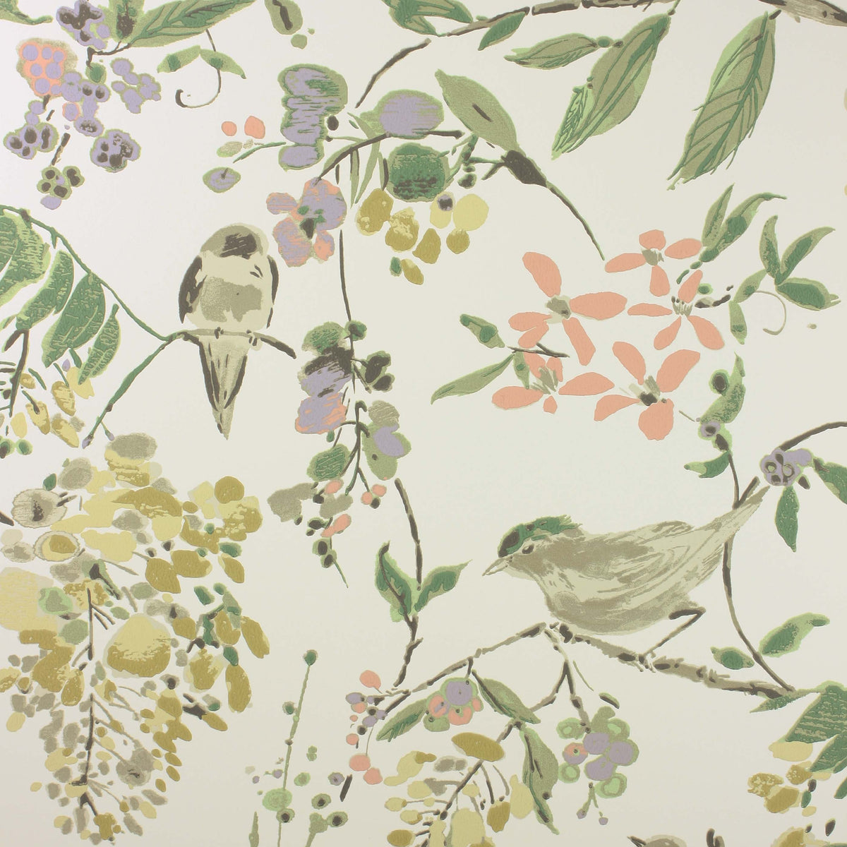 Penglai Coral/Lavender/Green — Nina Campbell behang