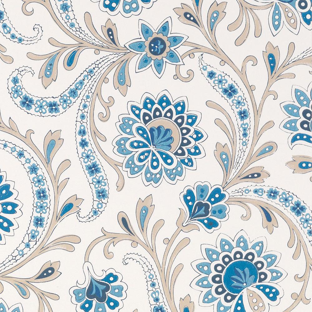 Baville Blue/Taupe — Nina Campbell -tapetti