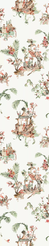 Osborne and Little Wallpaper Toile chinoise Coral green
