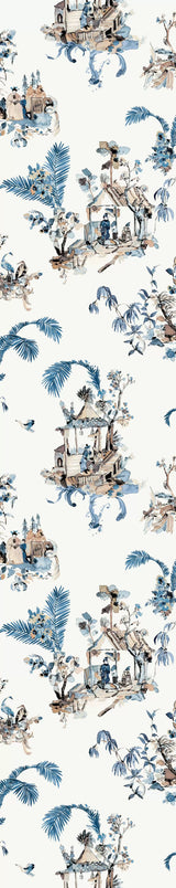 Osborne and Little Wallpaper Toile chinoise indigo chocolate