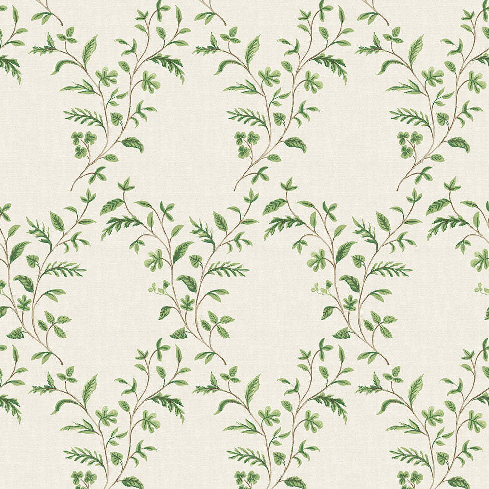 Hollingbourne Trellis Ivory/Green — Nina Campbell Tapete