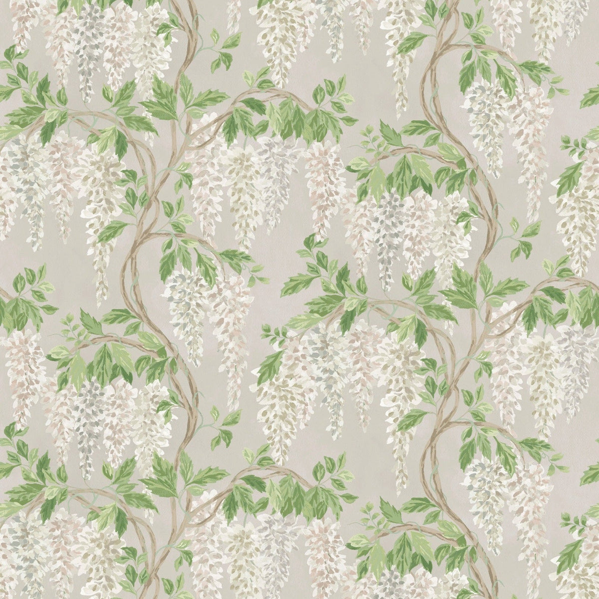 Wisteria Walk Stone/White — Nina Campbell wallpaper