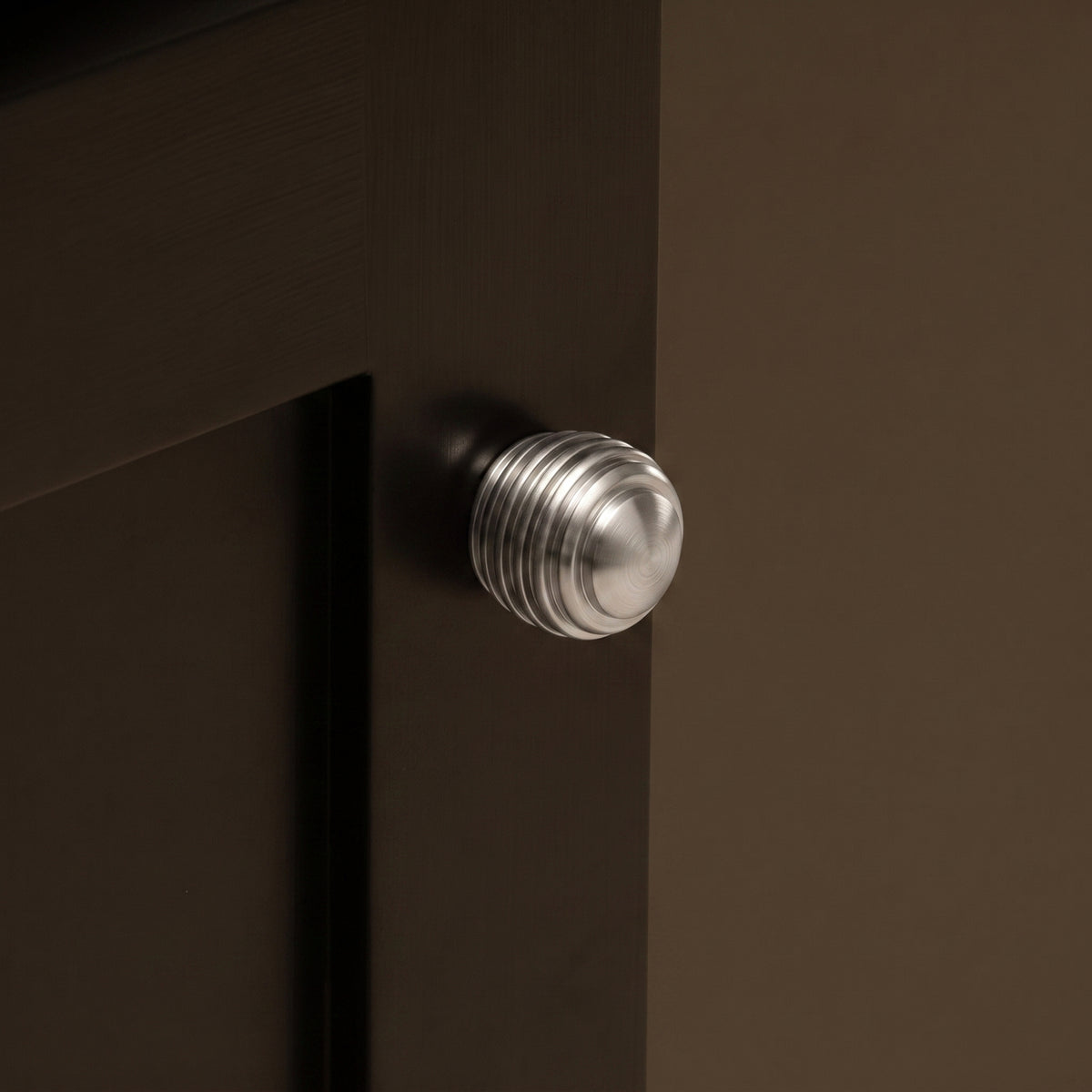 Nelson Cabinet Knob — room setting, Satin nickel