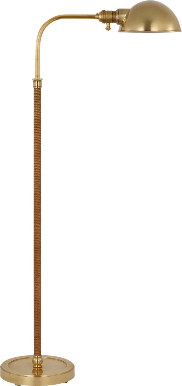 Basden Medium Pharmacy Lamp Vloerlamp — Chapman & Myers for Visual Comfort & Co. — Antique-Burnished Brass and Natural Rattan