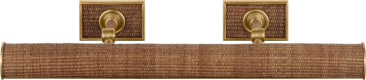 Halwell 24" Tavelbelysning — Chapman & Myers for Visual Comfort & Co. — Antique-Burnished Brass and Natural Woven Rattan
