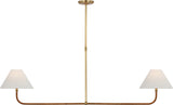 Basden Extra Large Deckenleuchte — Chapman & Myers for Visual Comfort & Co. — Antique-Burnished Brass and Natural Rattan with Linen Shades