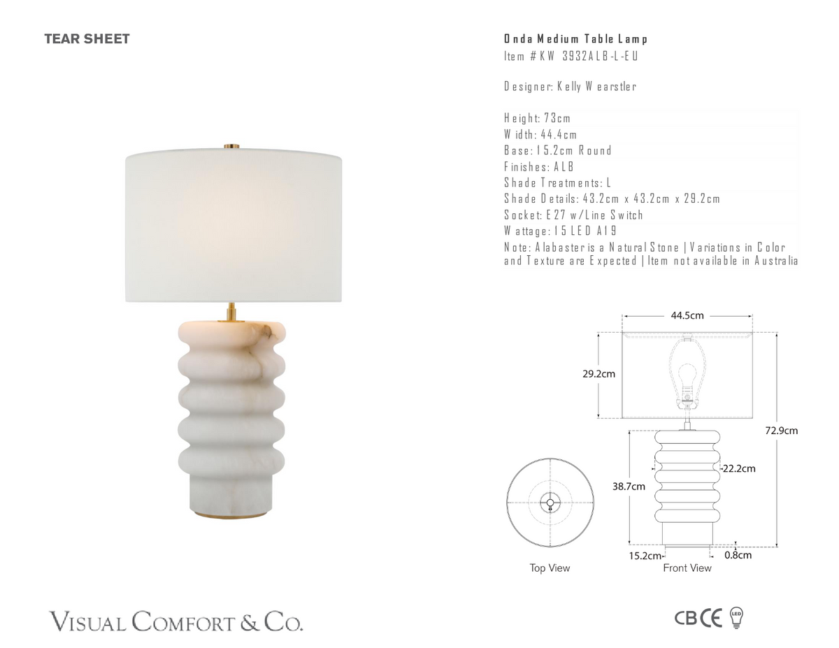 Onda Medium Tafellamp — Kelly Wearstler for Visual Comfort & Co. maatschets