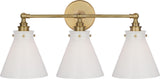 Parkington 24" Three Light Wandlamp — Chapman & Myers for Visual Comfort & Co. — Antique-Burnished Brass with White Glass