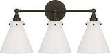 Parkington 24" Three Light Wandlamp — Chapman & Myers for Visual Comfort & Co. — Bronze with White Glass