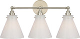 Parkington 24" Three Light Wandlamp — Chapman & Myers for Visual Comfort & Co. — Polished Nickel with White Glass