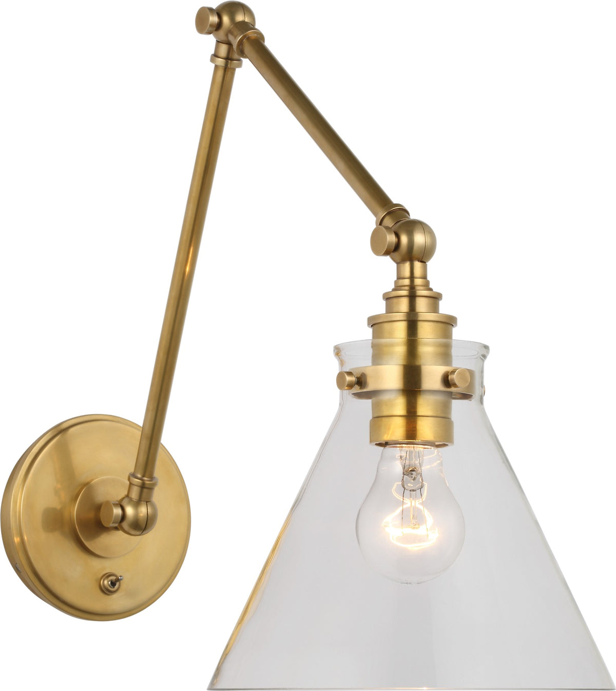Parkington Double Library Wandlamp — Chapman & Myers for Visual Comfort & Co. — Antique-Burnished Brass with Clear Glass