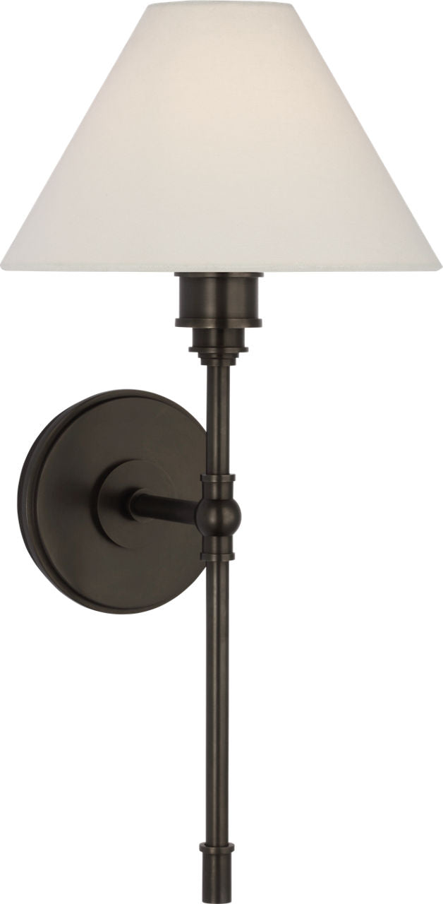 Parkington Large Tail Wandlamp — Chapman & Myers for Visual Comfort & Co. — Bronze with Linen Shade