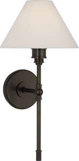 Parkington Large Tail Wandlamp — Chapman & Myers for Visual Comfort & Co. — Bronze with Linen Shade