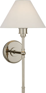 Parkington Large Tail Wandlamp — Chapman & Myers for Visual Comfort & Co. — Polished Nickel with Linen Shade