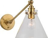 Parkington Single Library Wandlamp — Chapman & Myers for Visual Comfort & Co. — Antique-Burnished Brass with Clear Glass