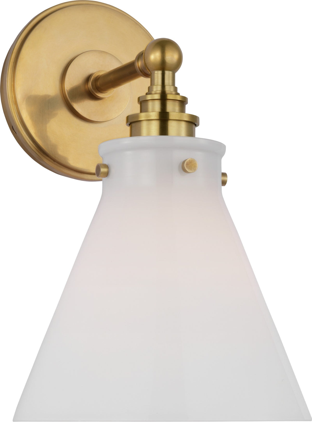 Parkington Small Single Wandlamp — Chapman & Myers for Visual Comfort & Co. — Antique-Burnished Brass with White Glass