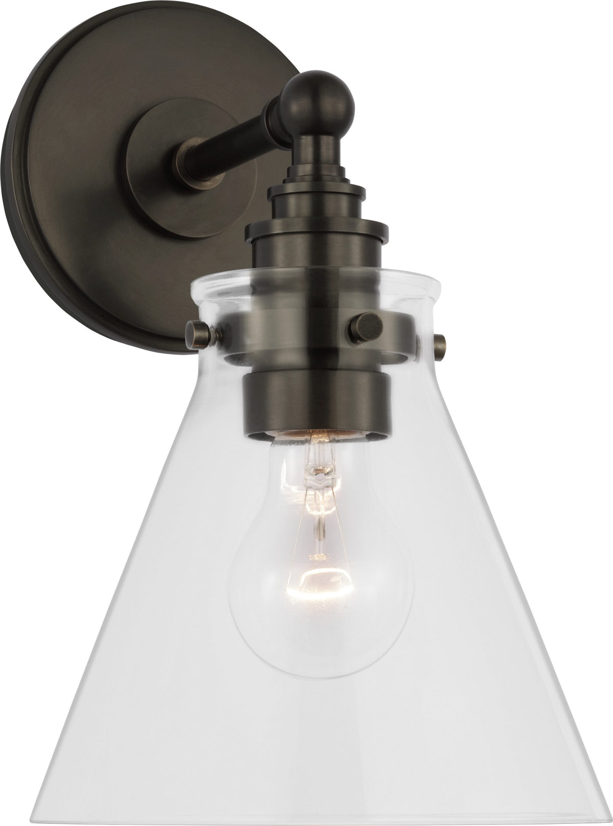 Parkington Small Single Wandlamp — Chapman & Myers for Visual Comfort & Co. — Bronze with Clear Glass