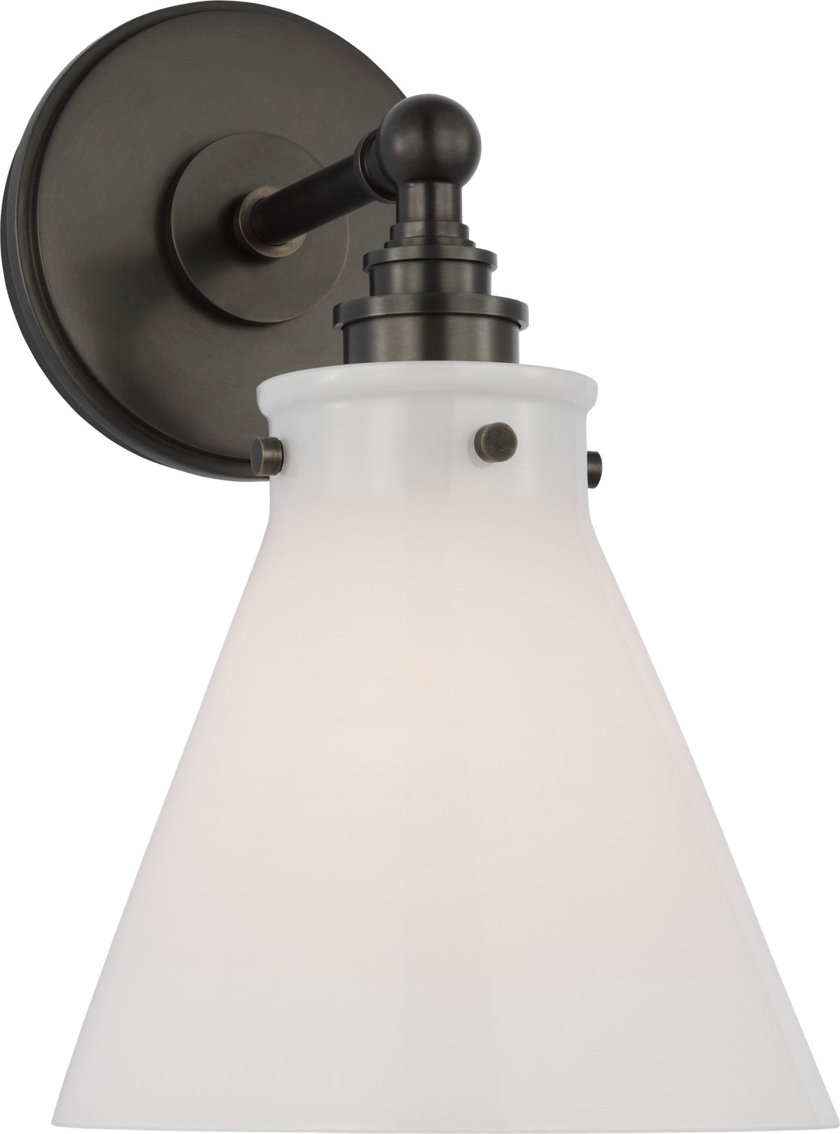 Parkington Small Single Wandlamp — Chapman & Myers for Visual Comfort & Co. — Bronze with White Glass