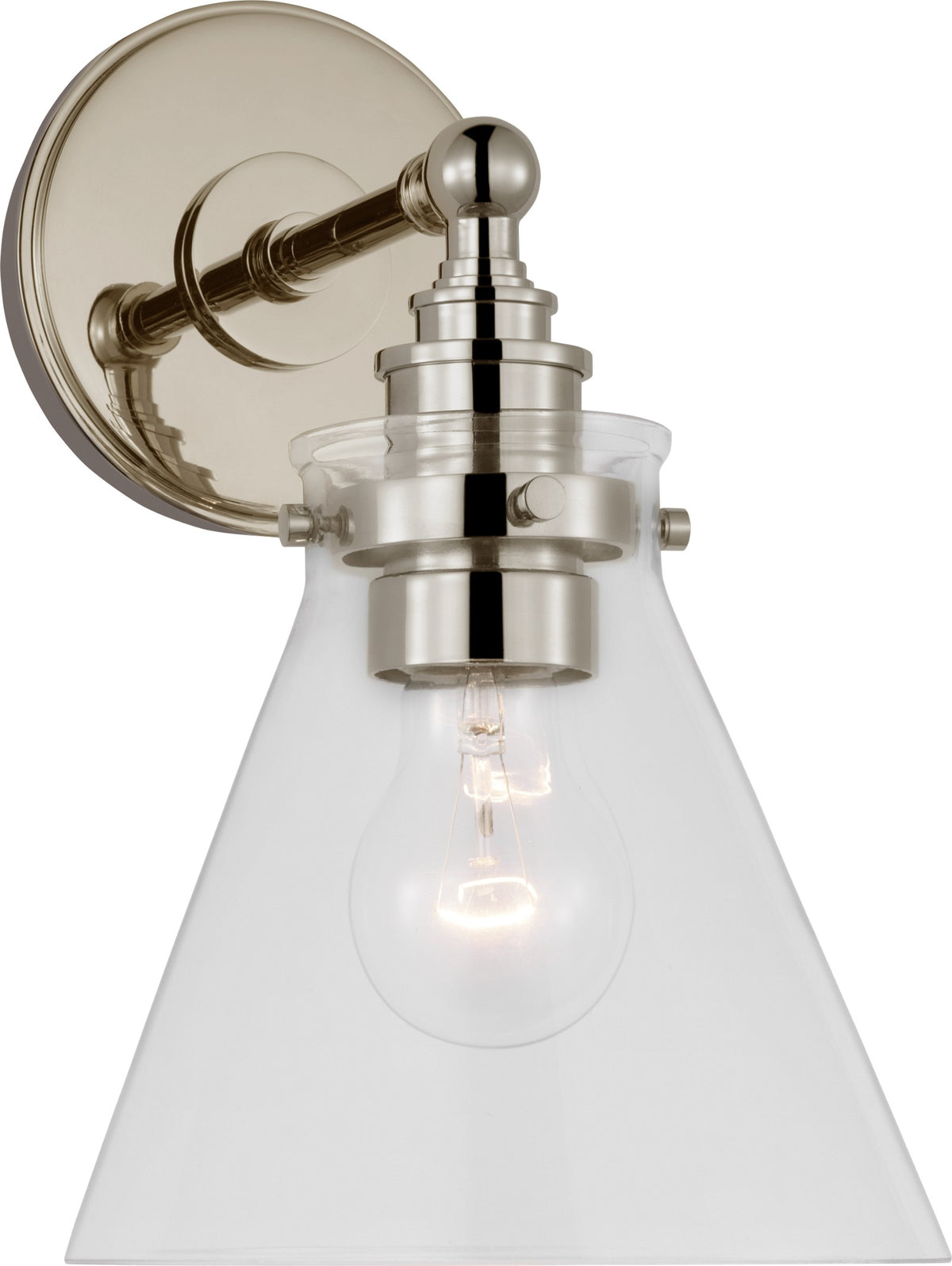 Parkington Small Single Wandlamp — Chapman & Myers for Visual Comfort & Co. — Polished Nickel with Clear Glass