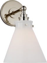 Parkington Small Single Wandlamp — Chapman & Myers for Visual Comfort & Co. — Polished Nickel with White Glass