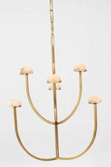 Pedra Large Two-Tier Takkrona — Kelly Wearstler for Visual Comfort & Co. — Antique-Burnished Brass with Alabaster detaljbild