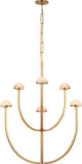 Pedra Large Two-Tier Kroonluchter — Kelly Wearstler for Visual Comfort & Co. — Antique-Burnished Brass with Alabaster