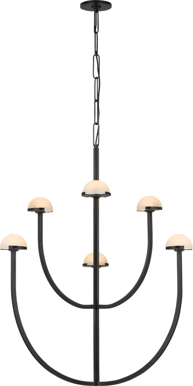 Pedra Large Two-Tier Kroonluchter — Kelly Wearstler for Visual Comfort & Co. — Bronze with Alabaster