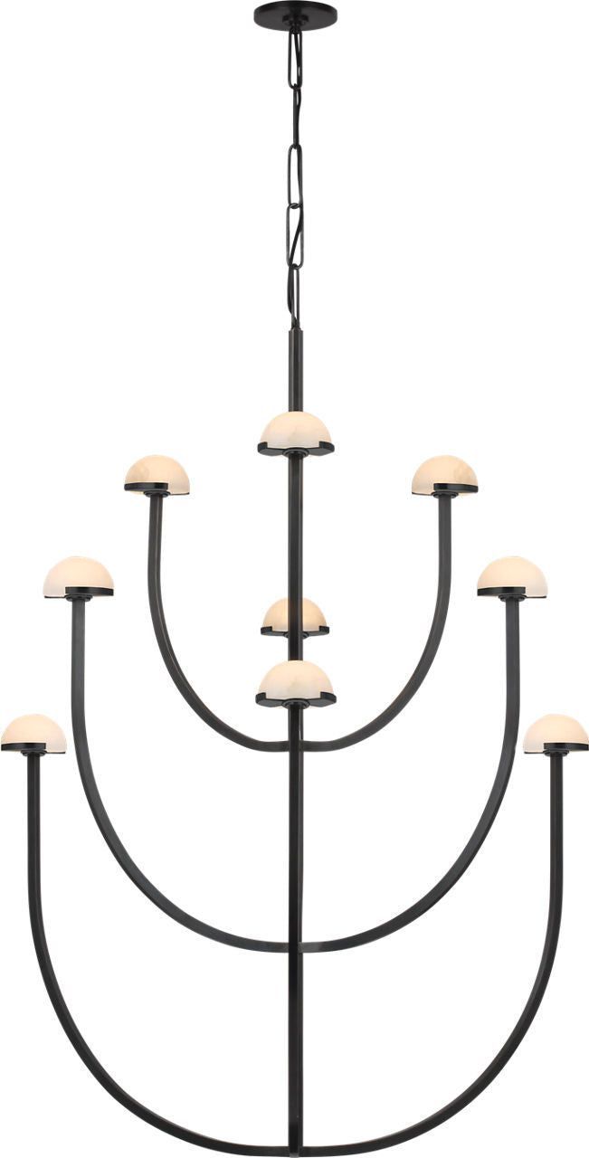 Pedra X-Large Three-Tier Kroonluchter — Kelly Wearstler for Visual Comfort & Co. — Bronze with Alabaster