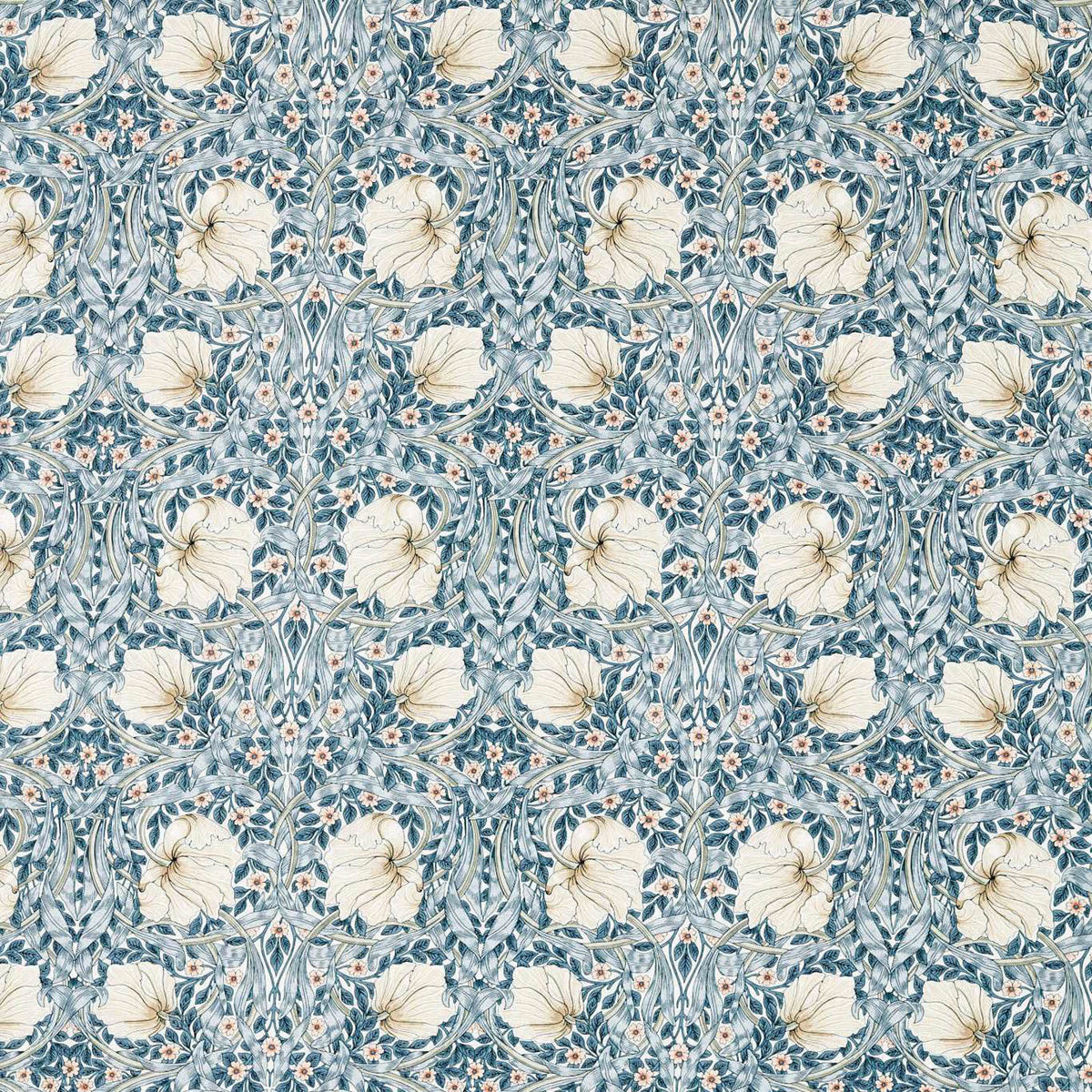 Pimpernel Wide Width Tygprov — Morris & Co Light Blue/Coral