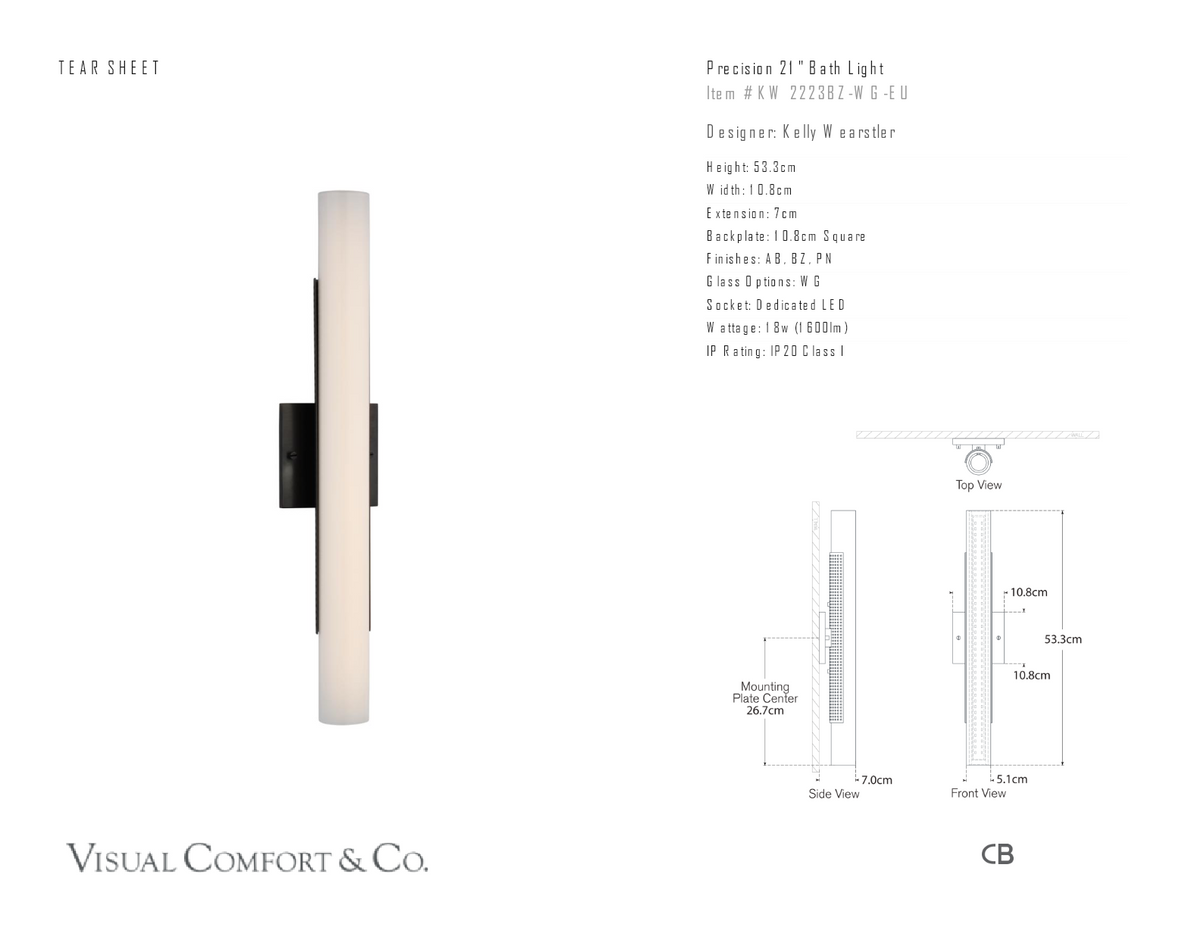 Precision 21" Wandlamp — Kelly Wearstler for Visual Comfort & Co. maatschets