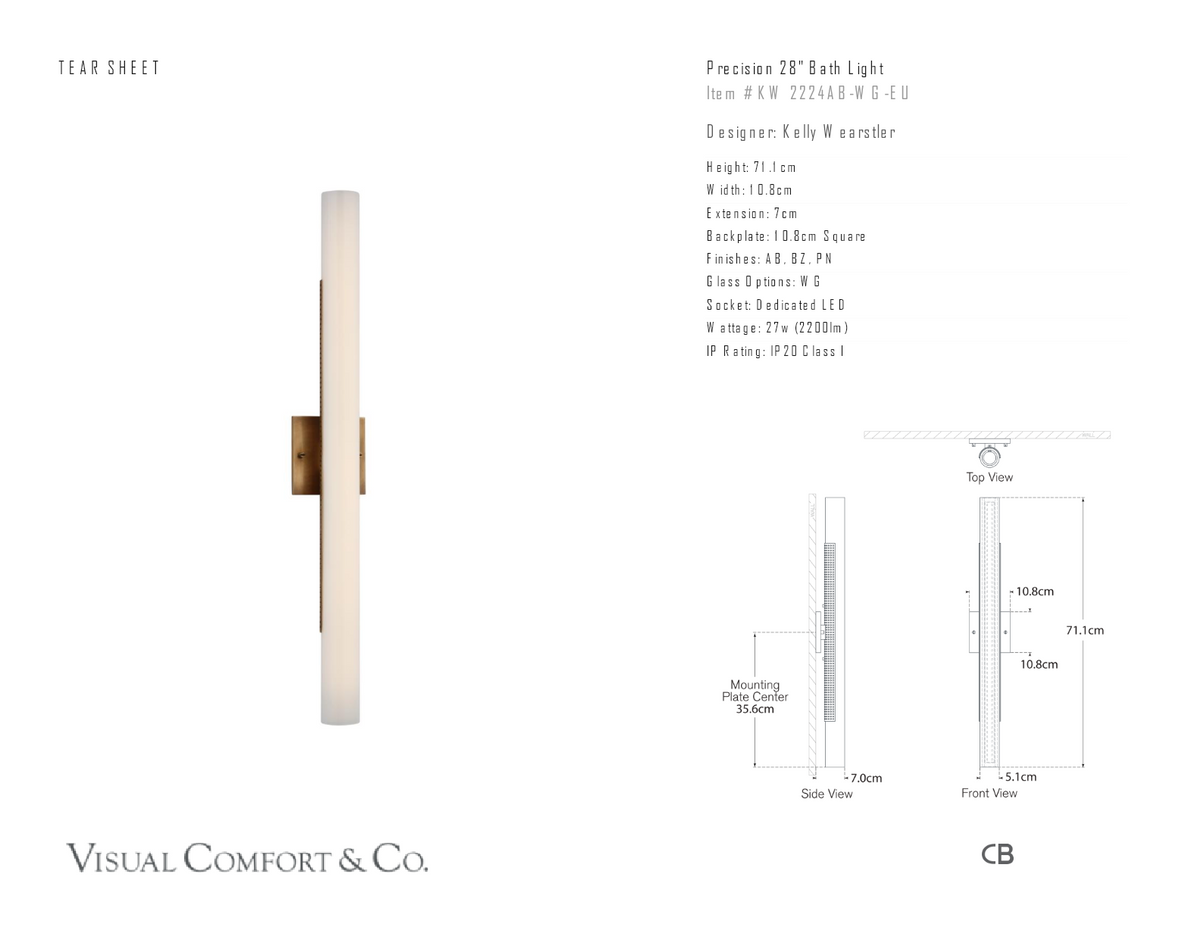 Precision 28" Wandlamp — Kelly Wearstler for Visual Comfort & Co. maatschets