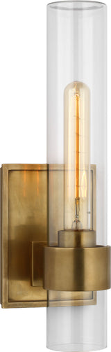 Presidio 14" Outdoor Buitenlamp — Ian K. Fowler for Visual Comfort & Co. — Hand-Rubbed Antique Brass with Clear Glass