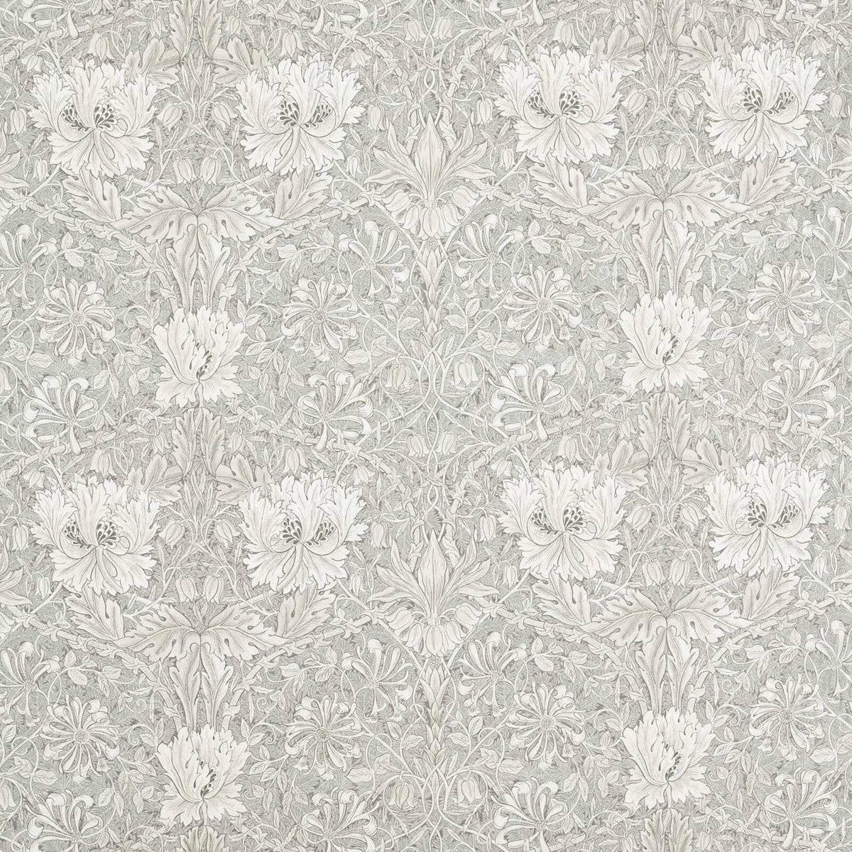Pure Honeysuckle & Tulip Wide Width Soft Mint/Grey — Morris & Co Stoff