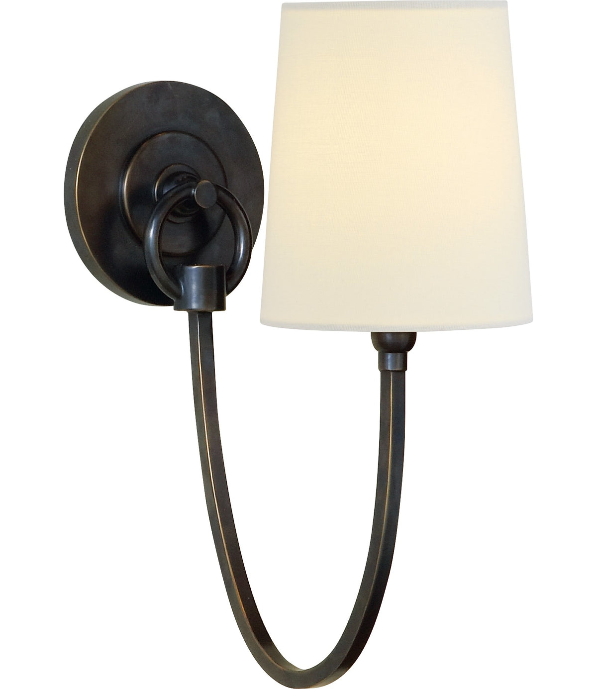 Reed Single Wandlamp — Thomas O'Brien for Visual Comfort & Co. — Bronze with Linen Shade