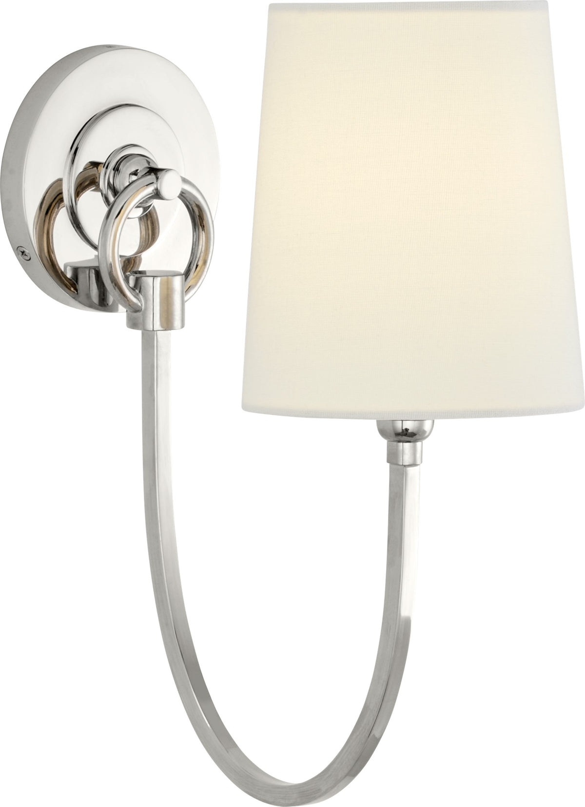 Reed Single Wandlamp — Thomas O'Brien for Visual Comfort & Co. — Polished Nickel with Linen Shade
