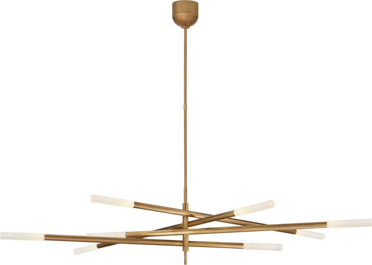 Rousseau Grande Eight Light -kattokruunu — Kelly Wearstler for Visual Comfort & Co. — Antique-Burnished Brass with Etched Crystal