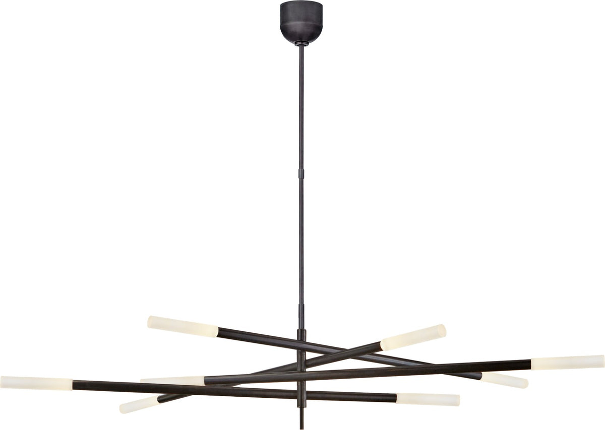 Rousseau Grande Eight Light -kattokruunu — Kelly Wearstler for Visual Comfort & Co. — Bronze with Etched Crystal