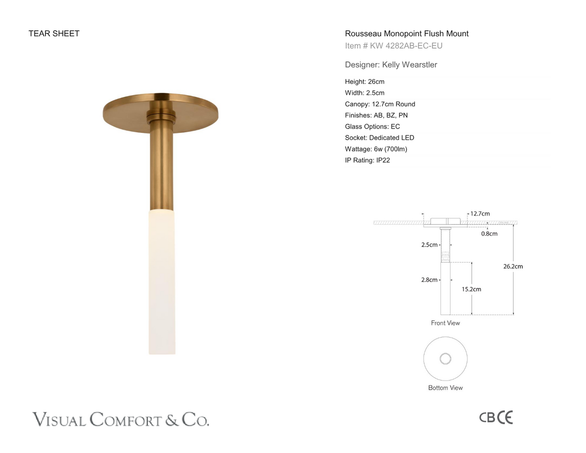 Rousseau Monopoint Plafonnière — Kelly Wearstler for Visual Comfort & Co. maatschets