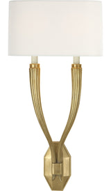 Ruhlmann Double Wandlamp — Chapman & Myers for Visual Comfort & Co. — Antique-Burnished Brass with Linen Shade