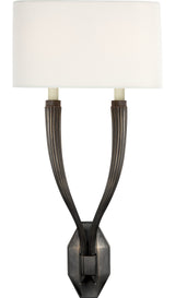 Ruhlmann Double Wandlamp — Chapman & Myers for Visual Comfort & Co. — Bronze with Linen Shade