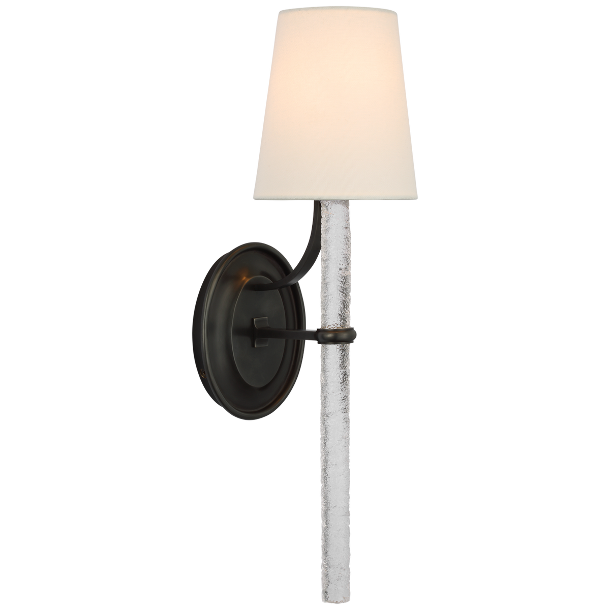 Abigail Wandleuchte Large – Bronze And Clear Wavy Glass With Linen Shade