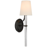 Abigail Wandleuchte Large – Bronze And Clear Wavy Glass With Linen Shade
