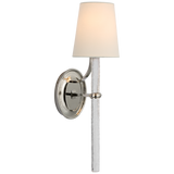 Abigail Wandleuchte Large – Polished Nickel And Clear Wavy Glass With Linen Shade