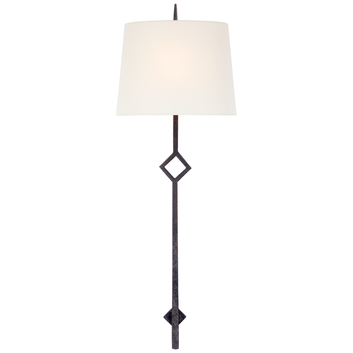 Cranston Wandlamp Groot – Aged Iron With Linen Shade