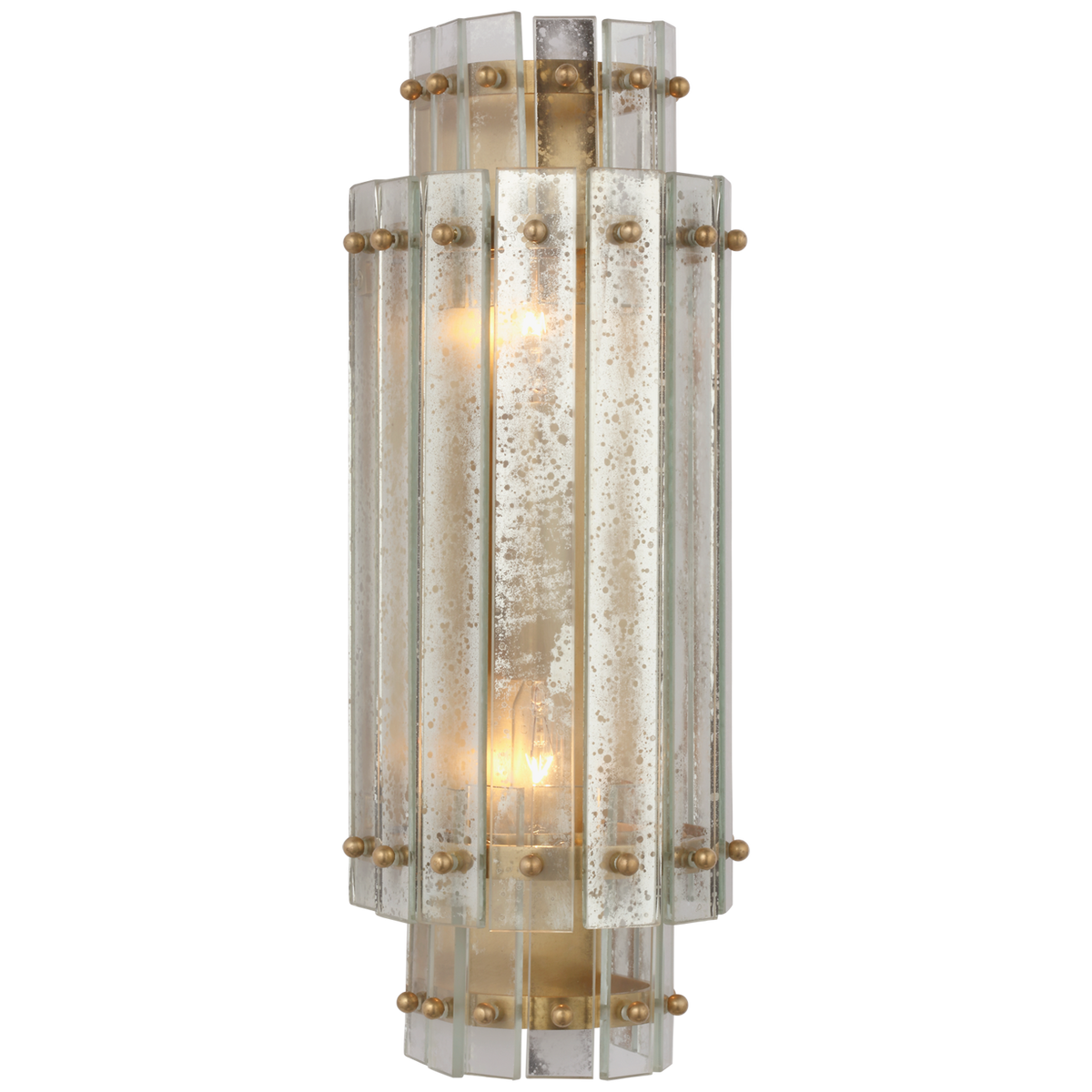 Cadence Small – Hand-Rubbed Antique Brass With Antique Mirror -seinävalaisin